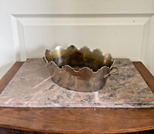 Ancien Verrière Rafraîchissoir METAL ARGENTE Deux Anses Cache Pot Jardinière XXè