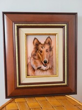 Tableau émaux Limoges  Bureau Limoges chien Colley berger shetland Lassie