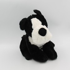 Peluche chien noir blanc