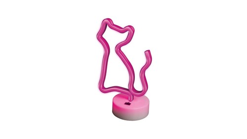 Néon sur socle led chat - sur, roses