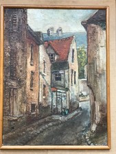 Huile sur toile ancienne. Rue