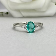 Bague coupe ovale faite main tourmaline paraiba bleue naturelle taille...