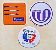 Lot 3 autocollant publicitaire Waterman pinceaux RAPHAEL CALLIGRAPHE vintage 