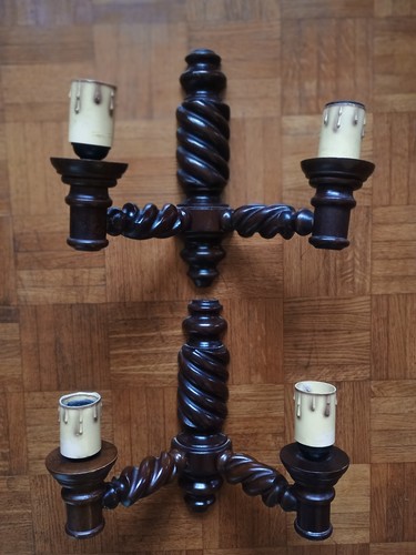 Paire applique bois - paire, teinté