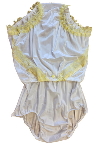 White yellow nylon tricot - white,