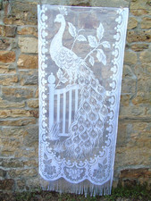 French 1 of white curtains lace peacock flower  motif    29'' x 68''