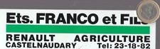 Autocollant. C18. Agriculture. ETS FRANCO et FILS. Renault. Castelnaudary.