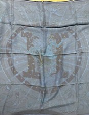 Foulard Carré  Hermes 90 Soie  Rare Collector Scarf 35 C’est La Fête Double Face