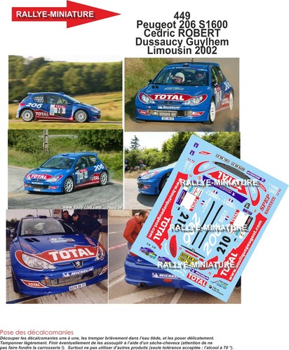 Decals ref 0449 peugeot - 1/43,