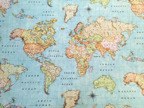 Tissu world map - world,