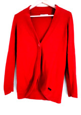 Gilet cardigan rouge tulipe, 1 bouton Skunklunk.