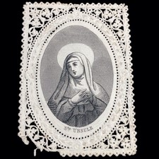 Ancienne XIXe Image Pieuse Dentelle Saint Ursule