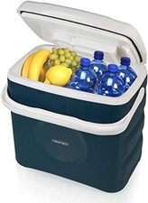 Glacière Electrique Compacte Maintien Chaud Port USB 12V 220/240V Bleu/Blanc 29L