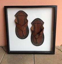 TABLEAU ETHNIQUE AVEC SANDALES EN CUIR Du DESERT DE MAURITANIE ALGÉRIE