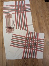 service de table nappe + 12 serviettes liteaux rouge jaune et vert