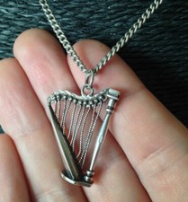 Collier Chaine Pendentif Harpe Instrument Musique Argent