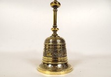 Cloche clochette de table argent vermeillé fleurs feuillage 221gr XIXème