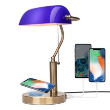 Lampe de Bureau en Verre Bleu