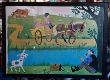 Cadre de décoration Naïf * Affiche scolaire NATHAN  des années 1965.