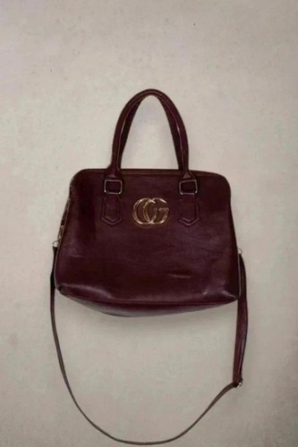 Sac vintage cuir bordeaux - sac, en