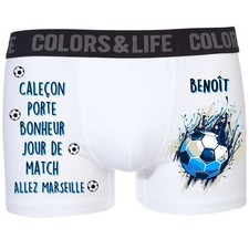 Boxer Caleçon homme Football Marseille – Personnalisé avec prénom