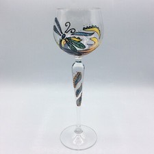Verre à vin en verre soufflé et peint à décor de libellule Rêveries Paul Nagel