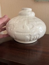 Grand Vase Art Déco En Ceramique  Craquelée. H: 17 Cm