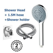 Pommeau de Douche + Tuyau Flexible + Support Mural 5 Modes Tête de Douche Eco