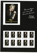 FEUILLE 10 TIMBRES JOHNNY HALLYDAY TOUR 66 POUR PARTAGER AVEC VOUS