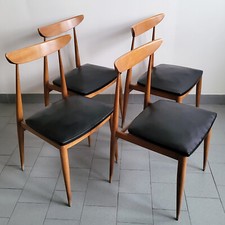SUITE DE 4 CHAISES SCANDINAVES VINTAGE 1960 HETRE SKAI NOIR 60S 1960S ANNEES 60