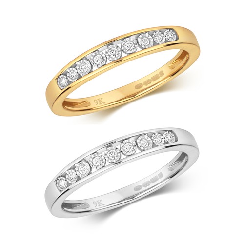 Bague femme semi - pavée, or