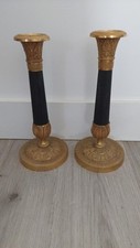 PAIRE DE BOUGEOIRS EMPIRE BRONZE DORÉ