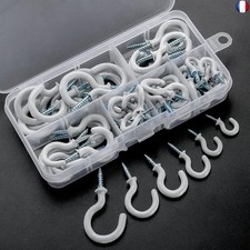 75pcs Crochet a Visser,Enduit de Vinyle Crochet Plafond,Antirouille Crochet