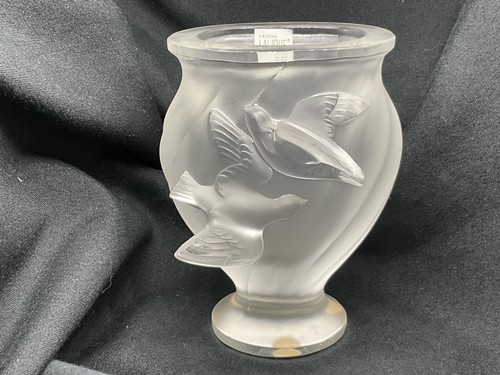 Lalique crystal rosine vase - crystal,