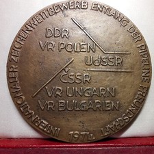 1974 rare medaillon 94mm CCCP URSS pipeline de l amitié Allemagne Pologne hongri