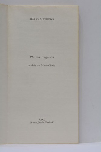 Mathews plaisirs singuliers - mathews,