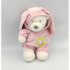 Doudou ours lapin blanc rose