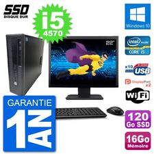 PC HP EliteDesk 800 G1 Ecran 22" Core i5-4570 RAM 16Go SSD 120Go Windows 10 Wifi