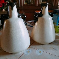 BELLE PAIRE VASES  POT EN CERAMIQUE signé 20,5 CM    / Capron BLIN ANDUZE