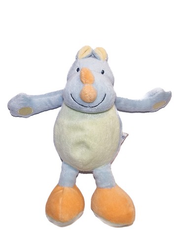 Doudou rhinoceross bleu orange - doudou,