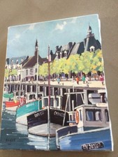 CHALUTIERS À TROUVILLE , signé Philippe EUGER  ECOLE FRANCAISE 27x35