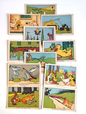 LOT DE 11 IMAGES CHROMOS HUMORISTIQUES SIGNES BENJAMIN RABIER ANIMAUX ECOLE
