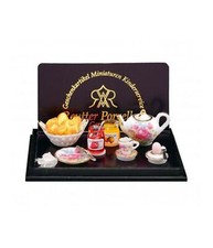 Poupées Maison Dresden Rose Continental Petit Déjeuner Ensemble Reutter Manger