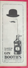 Publicité de presse Belge: Boisson Alcoolisée GIN BOOTH'S de Londres 1965