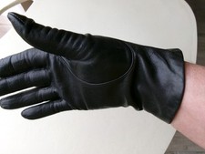 gants femme noir cuir agneau ARIS, 71/2, doublure soie,portés une fois