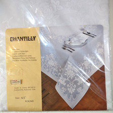 Chantilly White Tablecloth 65"