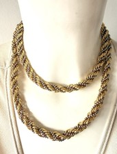 124 g Collier Chaîne Torsadée Doré Argenté  jewelry  bijoux vintage Couture