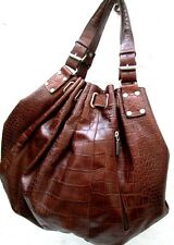 SABRINA  grand Sac à main cuir (esprit croco) TBEG  Authentique  vintage 