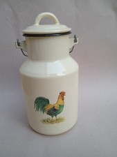 Pot à lait en tole émaillée crème métal bidon berthe ancien vintage cuisine déco
