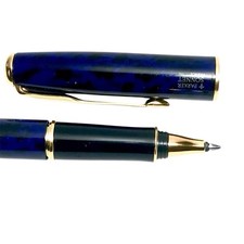 Stylo Parker Sonnet Roller Laqué bleu marbré Attributs plaqué or